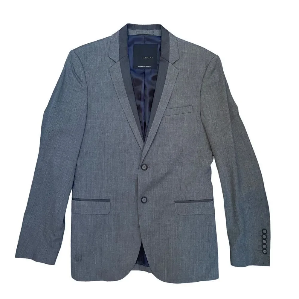 🕶️ Zara Black‎ Tag Men’s Fitted Gray Blazer – Size 40 | Sharp AF